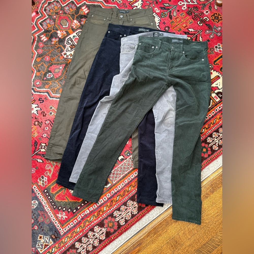 Club Monaco Pant bundle, 3 corduroy, 1 regular, Men’s size 31